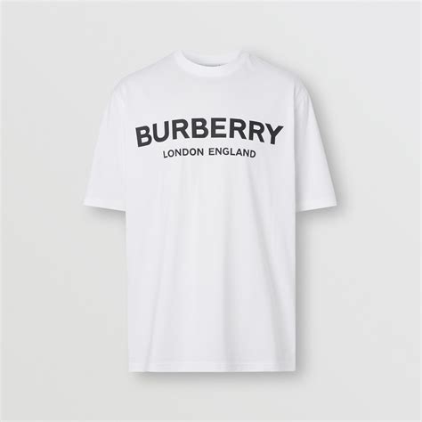 sign print cotton t shirt in natural white burberry|Logo Cotton T.